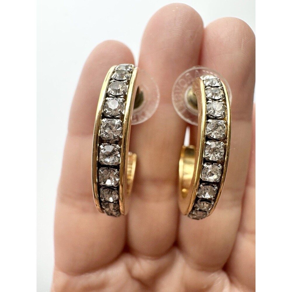 Swarovski Gold Tone Hoop Earrings